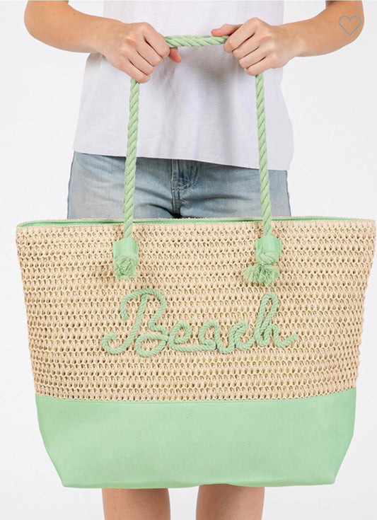 Beach Tote Bag in green or coral